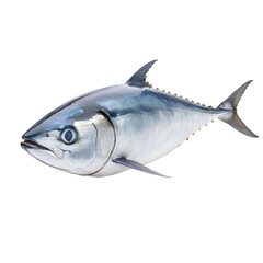 A large fish with a blue eye is shown on a white background