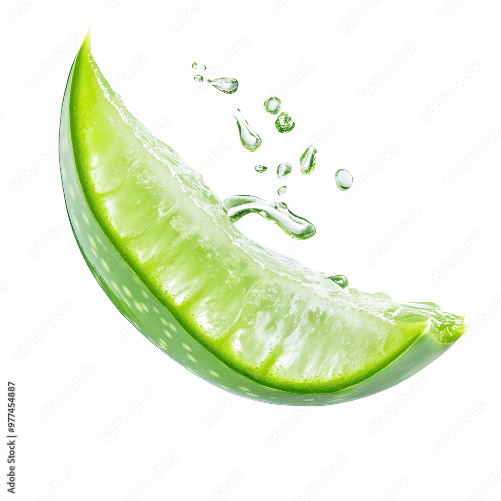 Poster a slice of lime with water droplets falling from it