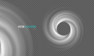 Circle vortex light effect on a transparent background. Spiral air flow is a design element