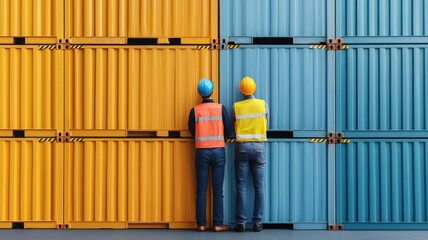 A logistics team ensuring proper labeling