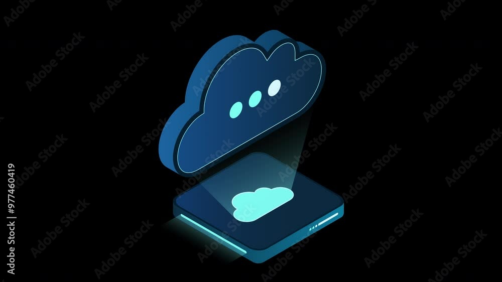 Aufkleber isometric cloud database animation. cloud computing and file cloud storage. modern technology. motio