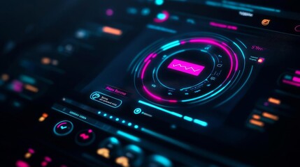 Obraz premium Interactive user satisfaction survey tool, glowing sentiment indicators, holographic feedback visualization, futuristic insights