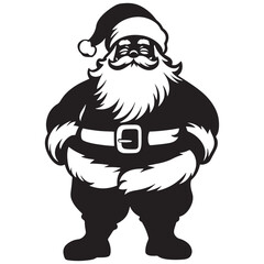 Black and White Santa Claus Silhouette Illustration for Christmas Designs