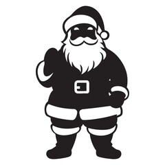 Black and White Santa Claus Silhouette Illustration for Christmas Designs