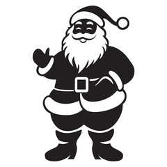 Black and White Santa Claus Silhouette Illustration for Christmas Designs