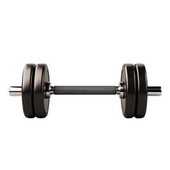 A sleek black dumbbell designed for strength training and fitness enthusiasts, ideal for home and gym workouts. transparent background