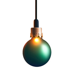 A glowing green Christmas light bulb hanging elegantly, perfect for festive decorations and holiday celebrations. transparent background