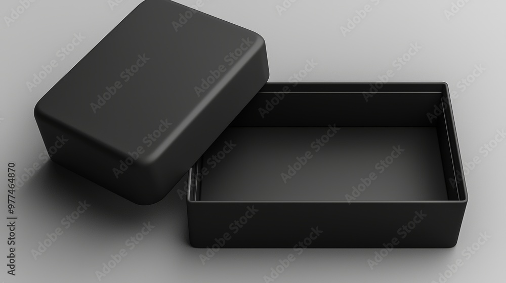 Poster black product box template with open and closed views