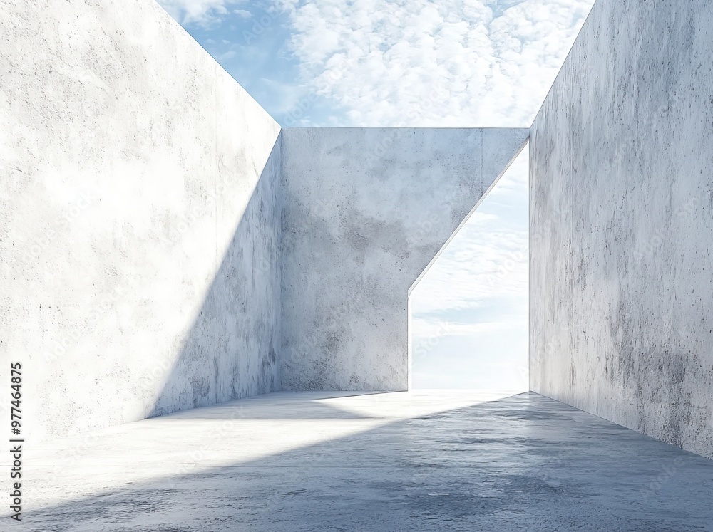 Poster abstract architecture background with empty concrete floor, car presentation in 3d.