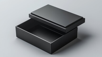 Template for black product boxes. Mockups of opened and closed boxes