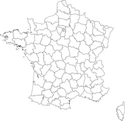Obraz premium FRANCE MAP WITH DIVISIONS STATES DEPARTMENTS