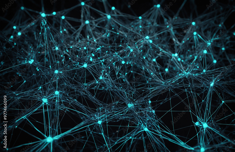 Poster abstract network connections with glowing nodes and lines