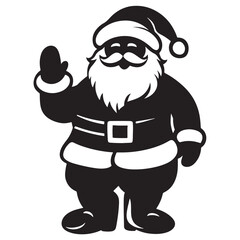 Black and White Santa Claus Silhouette Illustration for Christmas Designs