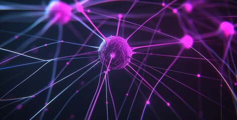 In this illustration, we see active neuron cells, knots, axons, and synapses of the human brain; a 3D background with nerve cells electrical activity. This illustration would be suitable for students