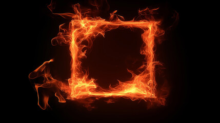 Fire regtangle on black background