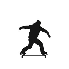 Fototapeta premium Silhouette of a skateboarder performing tricks, showcasing athleticism and urban culture in a dynamic pose. transparent background
