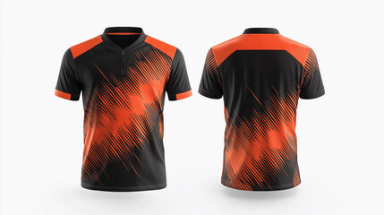 orange and black sport jersey front and back isolated