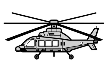 Helicopter vector line art illustration