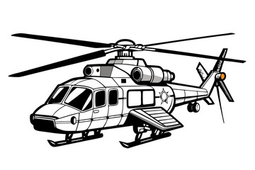 Helicopter vector line art illustration