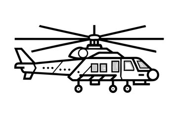 Helicopter vector line art illustration