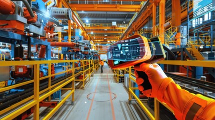 Naklejka premium Industrial Worker Using Augmented Reality
