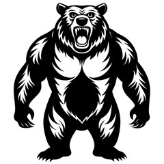 Bear in a standing pose with a powerful and imposing figure vector