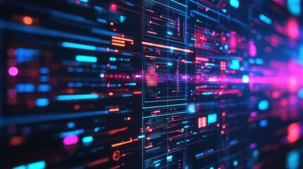 A close-up of an IT security system with firewalls, security gateways, and encrypted data traffic monitoring.