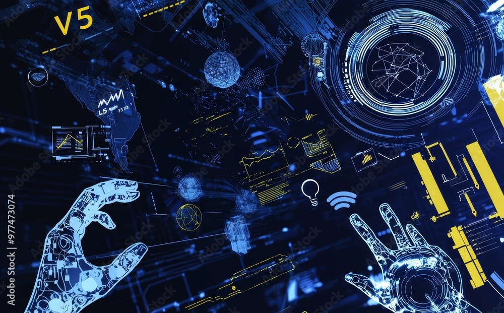 Poster abstract hud ui virtual screen futuristic hi tech concept background