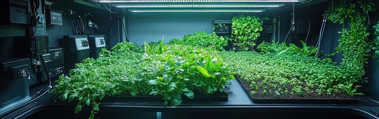 A research team grows plants under artificial light in Antarctica for scientific studies