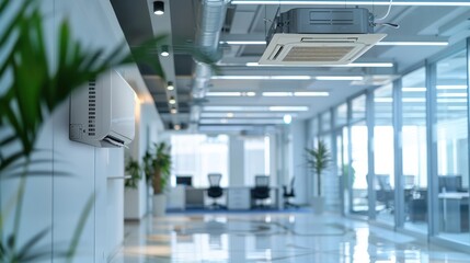Modern Office Corridor with Air Conditioning