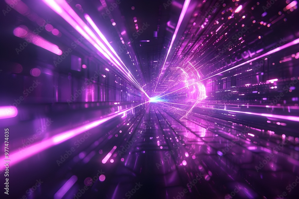 Poster 3d rendering of abstract technology concept with glowing lines. beautiful background - generated ai