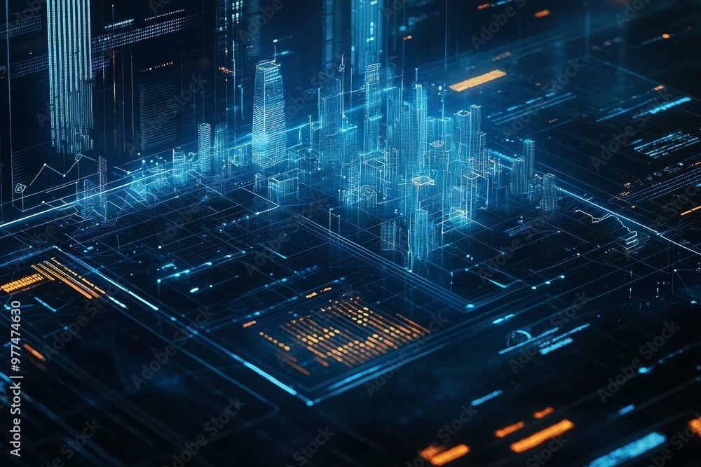 Aufkleber an original 3d rendering of a futuristic urban megacity, based on urban and futuristic technology co