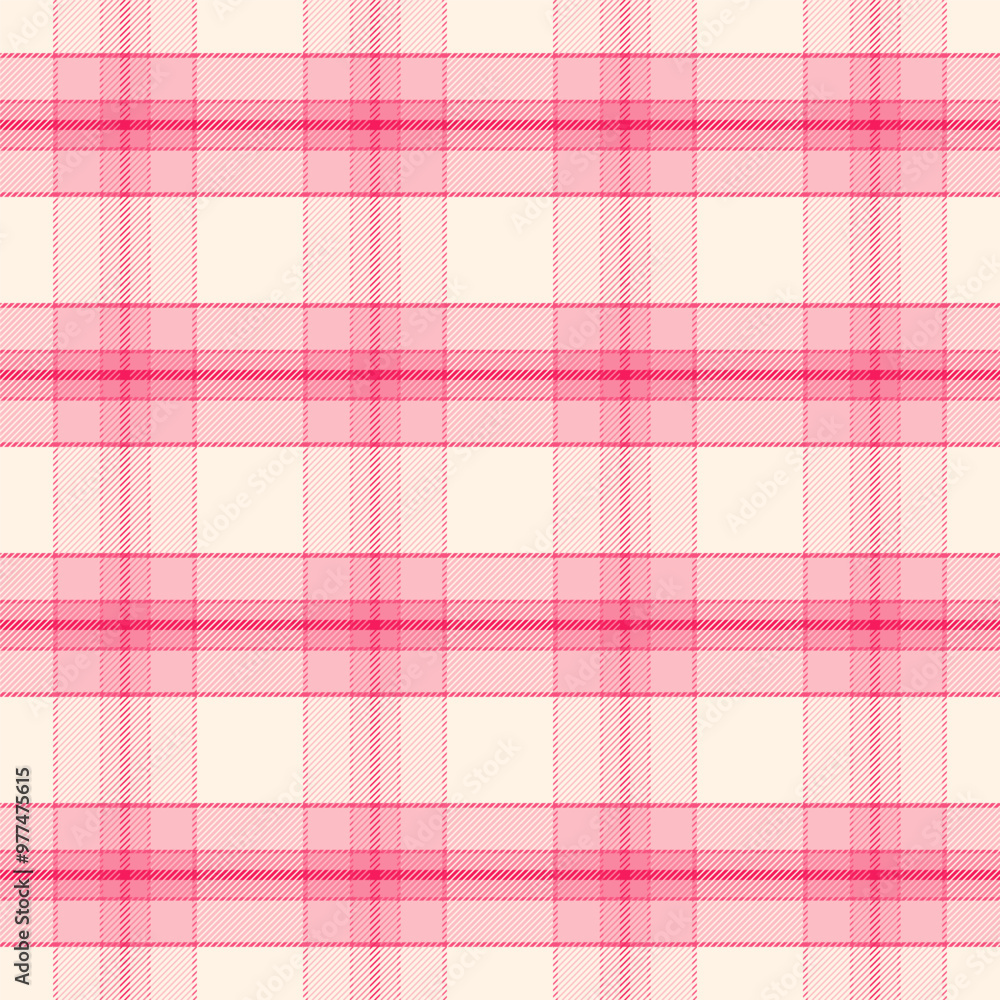 Wall mural plaid with twill weave repeat pattern in pink and beige.gingham seamless pattern with stripes.checke