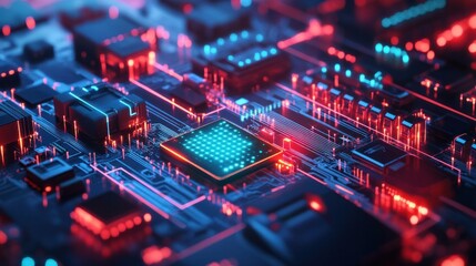 Obraz premium A digital graphic of IT security infrastructure, highlighting firewalls, encryption, and secure data transmission.