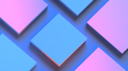 The background is an abstract arrangement of Purple and Turquoise shapes that are interlocked. This is a 3D render using copy-space technology.