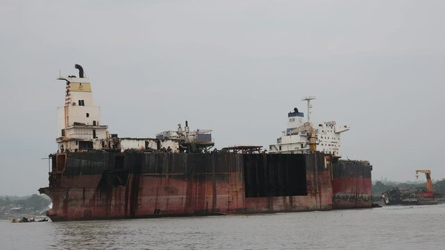 Ships broken up in the ship breaking yard, Chittagong, Sitakunda, Bangladesh
