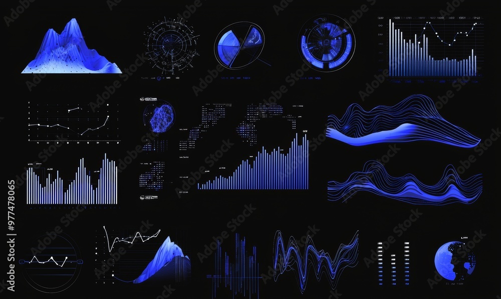 Poster The Futuristic HUD Design Elements. Technology Interface for displaying Information.