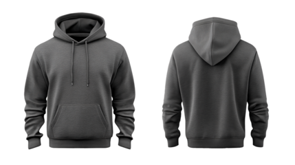 Dark Grey Hoodie Mockup Template on Transparent Background PNG