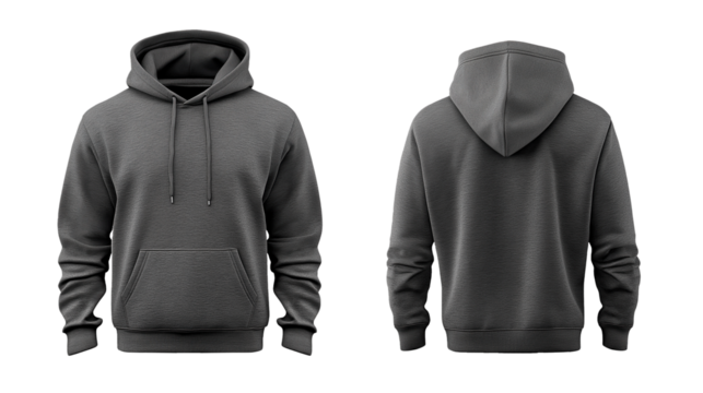 Dark Grey Hoodie Mockup Template on Transparent Background PNG