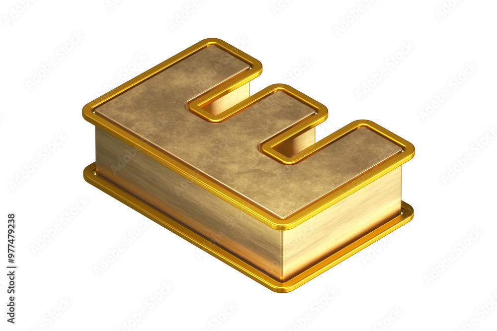 Poster elegant gold font 3d letter e. 3d rendering display typography suitable for poster, web, advertising