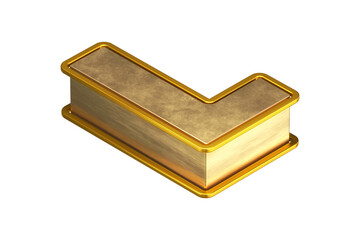 Top view font 3D letter L in gold. Isometric 3D rendering display typography suitable for poster, web, advertising and modern design projects.