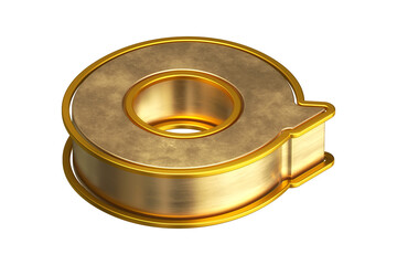 Isometric typography design letter Q in gold. 3D rendering display font suitable for poster, web, advertising and modern design projects.
