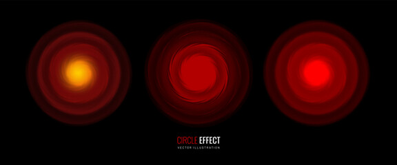 Pain effect icon on a black background for overlay. Red circular pulsation as a symbol of an alarm is a design element. Vector illustration