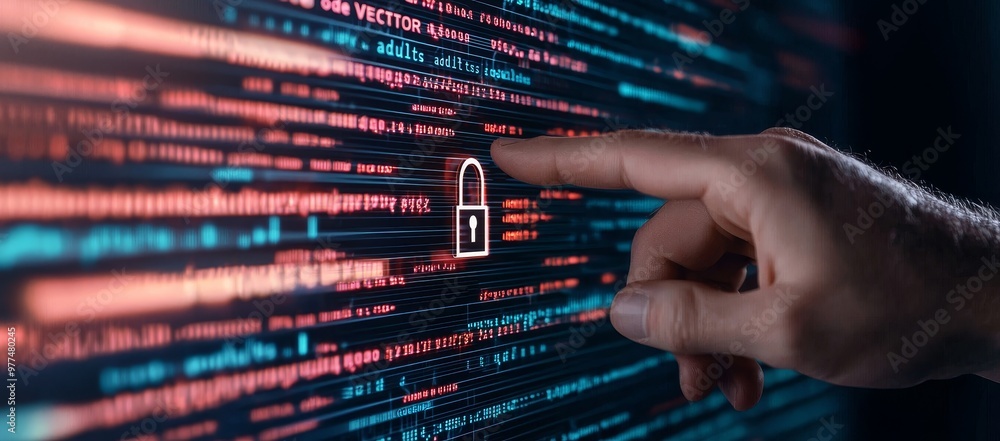 Aufkleber Padlock icon and internet technology networking. Businessman protecting data on tablet and virtual interface. Data protection privacy concept. EU GDPR.