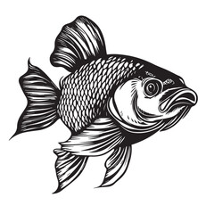 fish in cartoon, doodle style . Image for t-shirt, web, mobile apps and ui. Isolated 2d vector illustration in logo, icon, sketch style, Eps 10, black and white. AI Generative