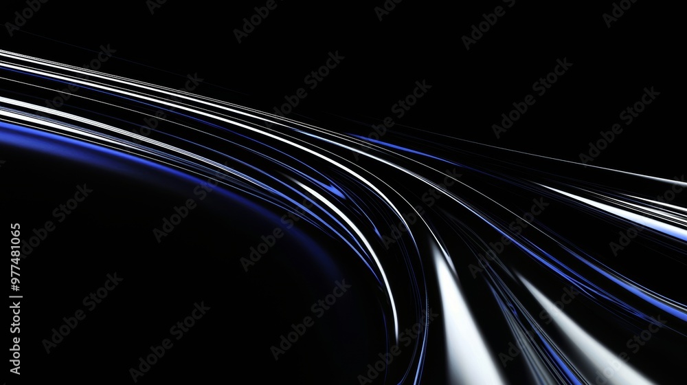 Poster The background of this digital illustration has a high tech abstract appearance. It is textured with bright blue neon rays and has an angle stripe surface. It is digitally illustrated.