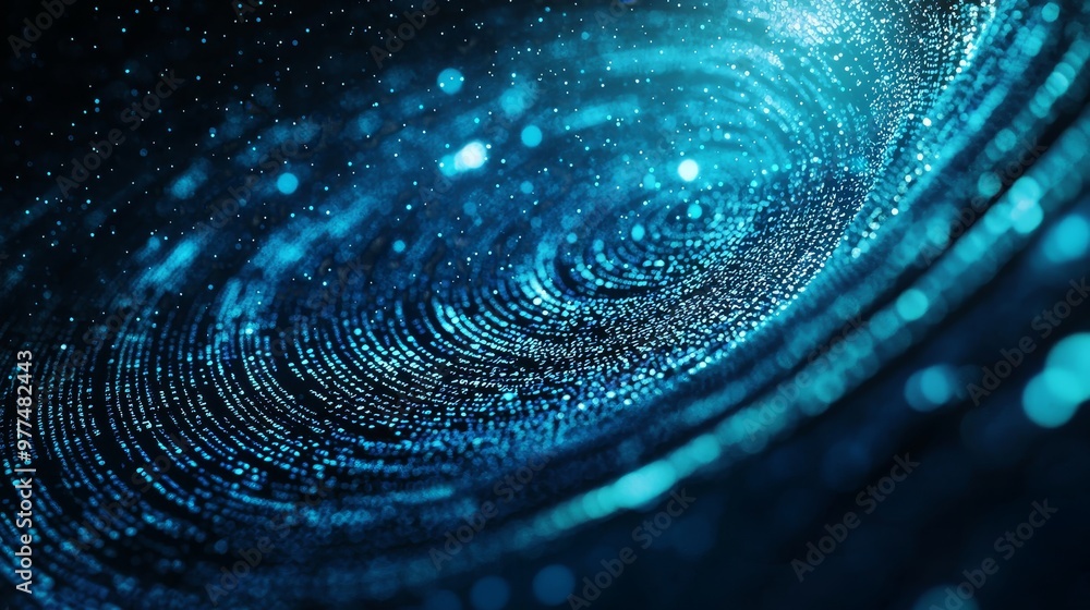 Poster Particles in a digital cyberspace with a network of digital data connections.