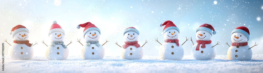 Aufkleber this greeting card has a copy space for you to add your own message. the image shows many snowmen st