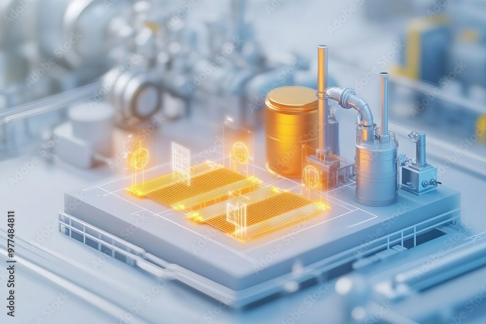 Poster innovative digital twin model of a factory energy grid monitoring realtime energy flow and consumpti