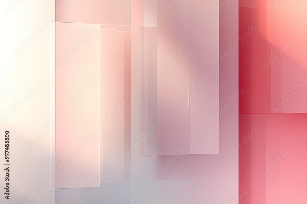 Poster a captivating blend of soft pink and white hues, creating an abstract composition with translucent s